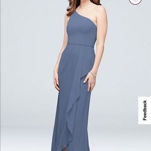 David’s bridal- One shoulder chiffon bridesmaids dress